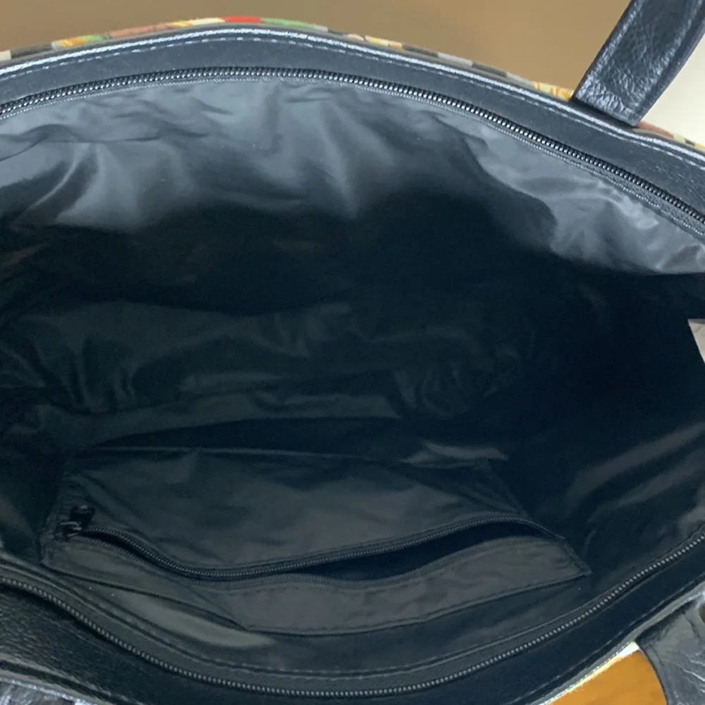 Fast Food Diner Tote | Large Canvas Food Design Bag | Leather Detail Food Lover - Picture 5 of 7